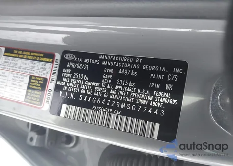 2021 Kia K5 Gt-Line из США, поврежденный, VIN 5XXG64J29MG077443